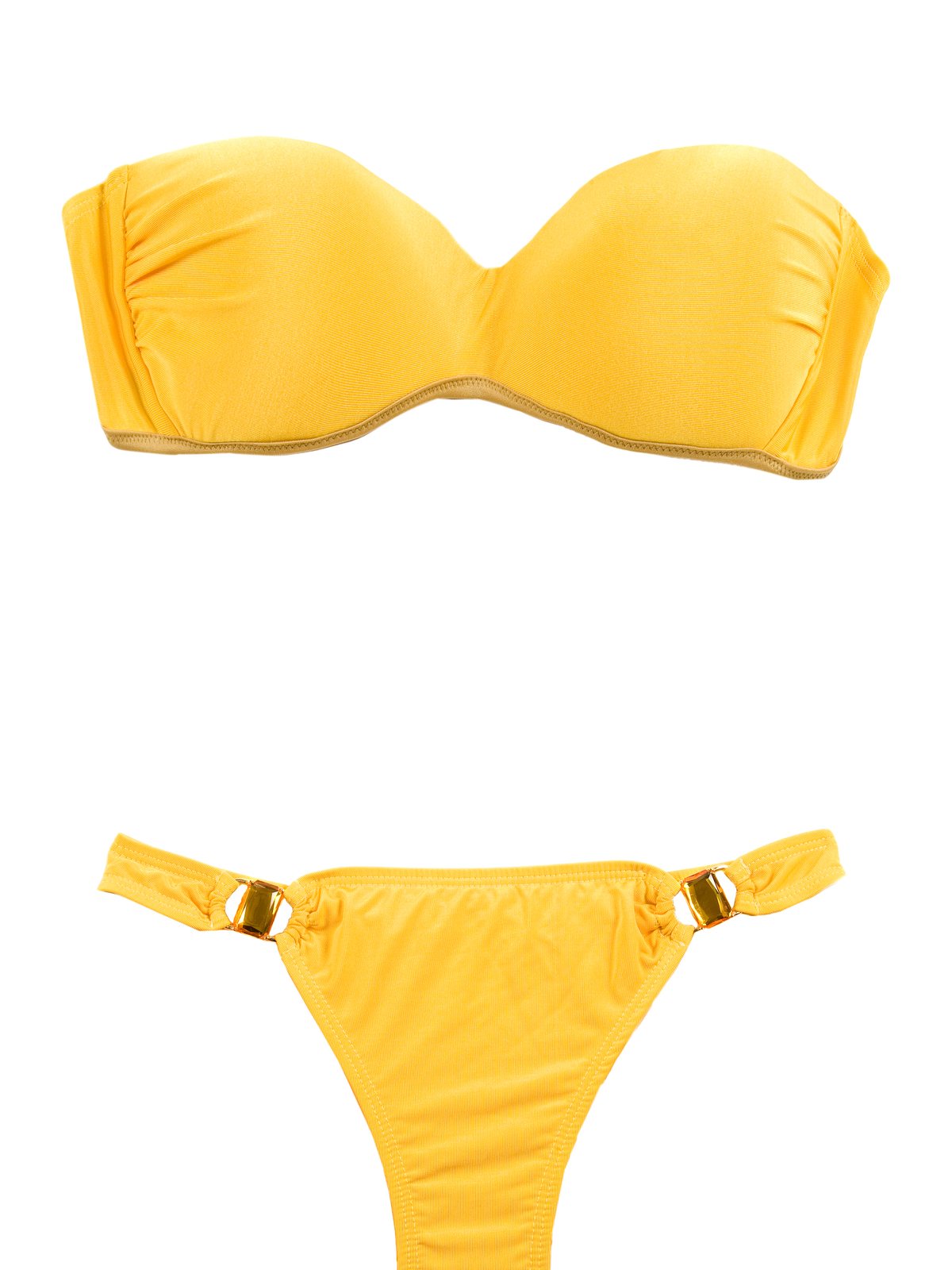 Bikini bandeau mostaza — detalle